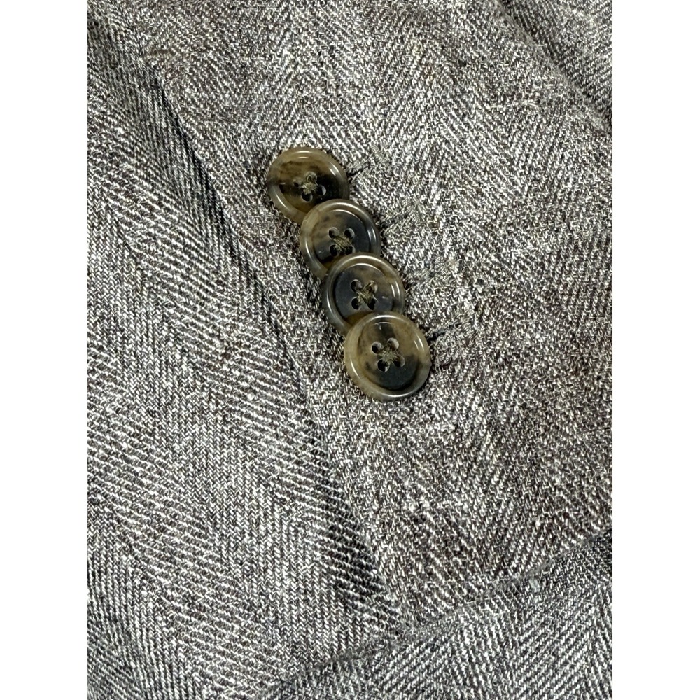 Banana Republic Blazer Mens 44R Taupe 100% Linen Herringbone Sport Coat NEW - Picture 3 of 15